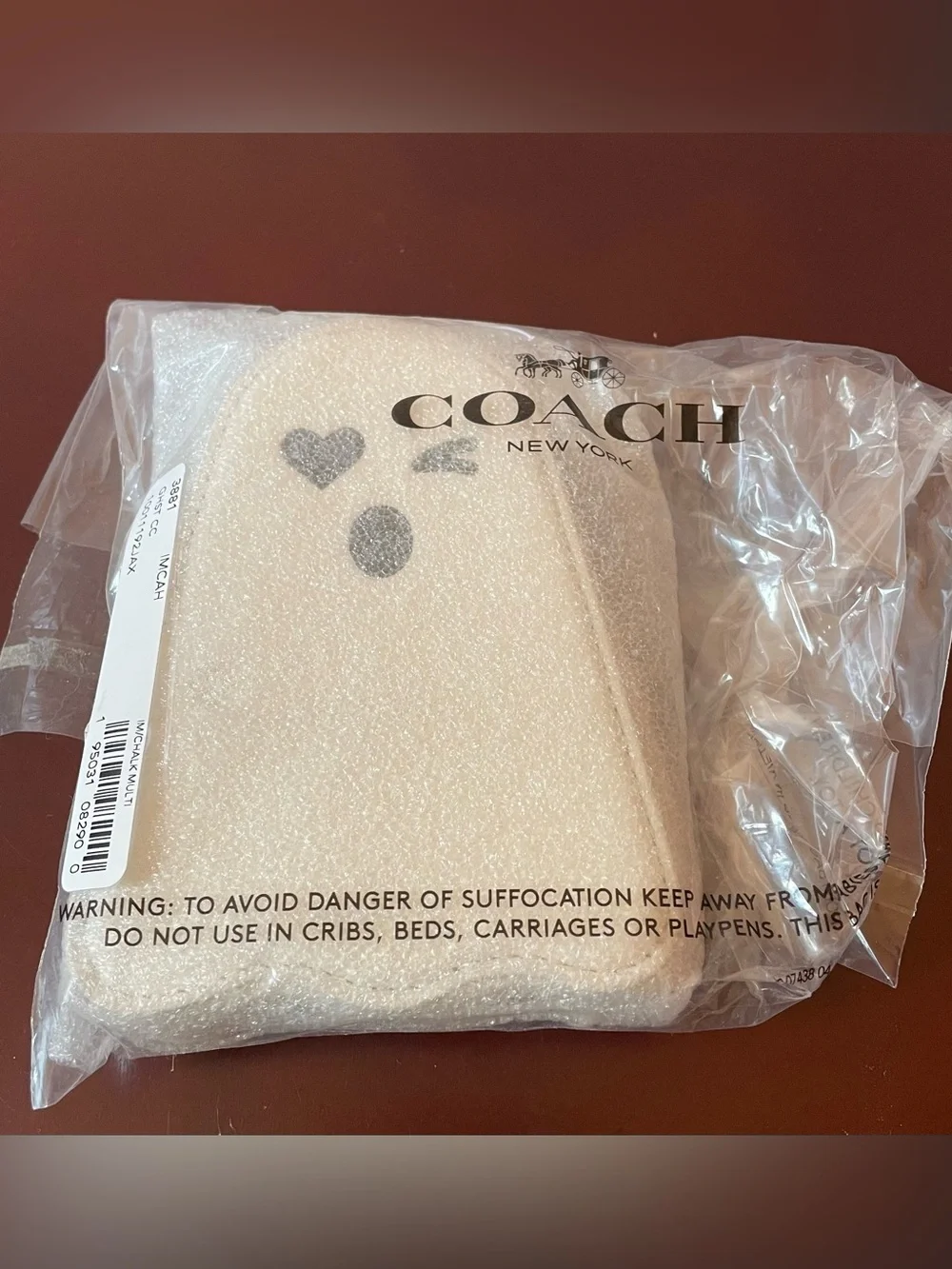 NWT COACH LEATHER GHOST COIN CARD CASE Wallet Pouch Halloween Zipper Designer